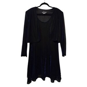 Vtg Sharade Nites Womens Shimmer Dress 2pc Set 18W Royal Blue Swing Prom Wedding